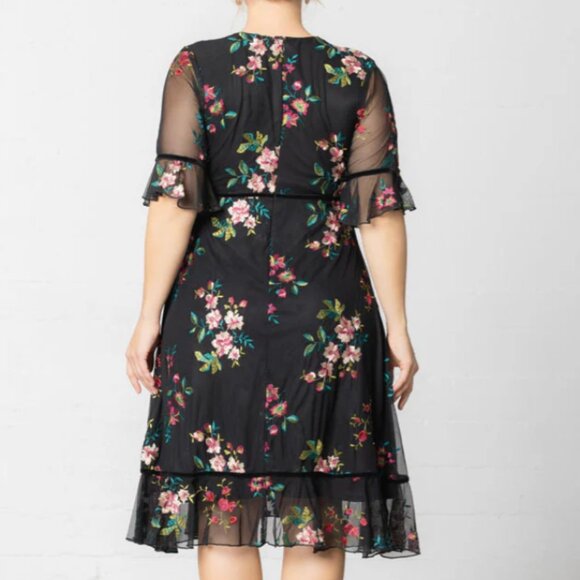 Kiyonna Wedding Guest Wildflower Embroidered Cocktail Dress, Size OX (10-12) - Picture 2 of 14